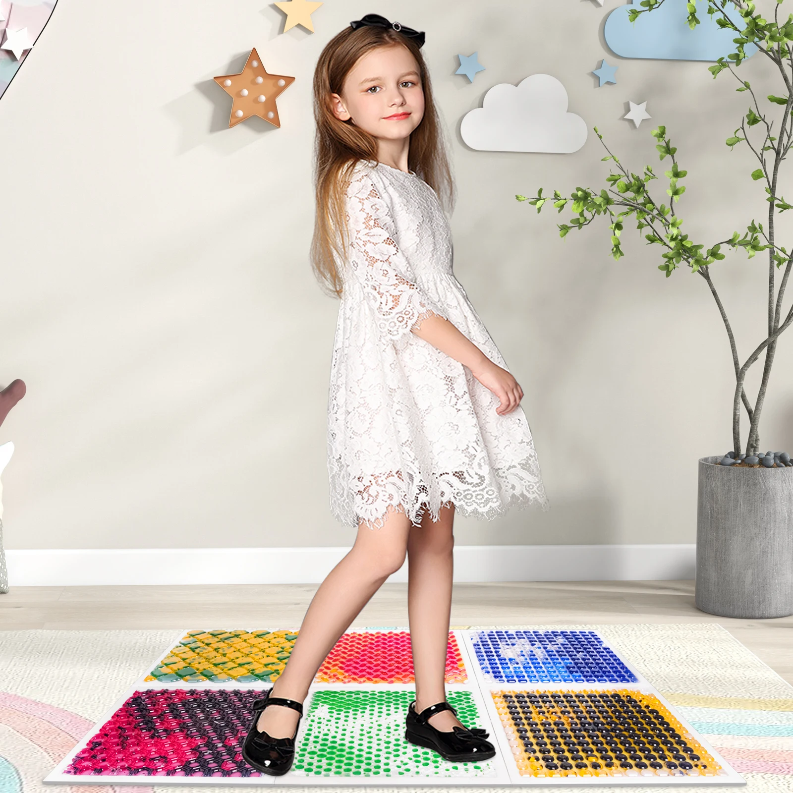 

Intellectual Choice Soft & Anti-Fall sensory stepping pads liquid Play Area liquid floor tile kid sensory Babies 6PCS