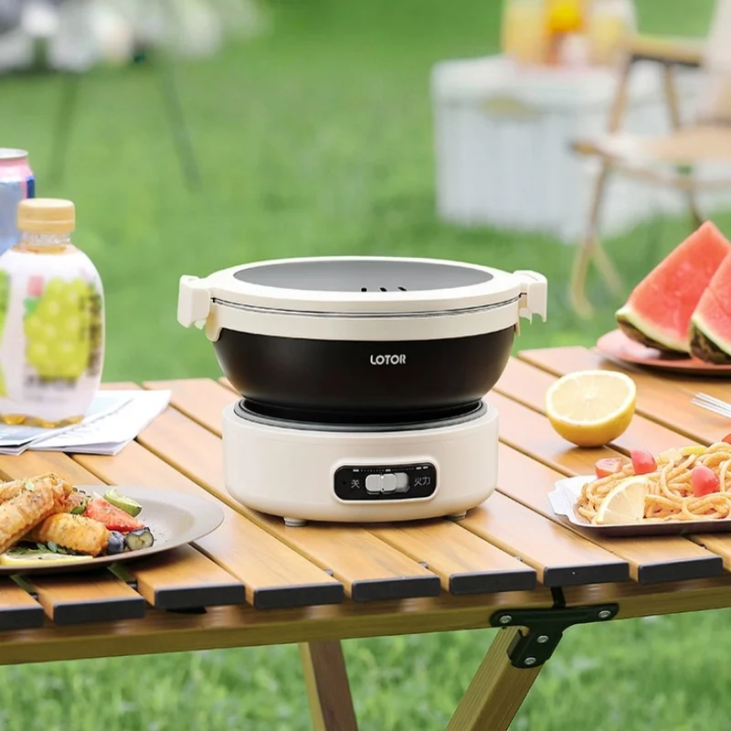 Compact 1.2L Folding Electric Pressure Cooker Portable Travel Rice Cooker 304 Stainless Steel 500W Multifunctional Split Hot Pot