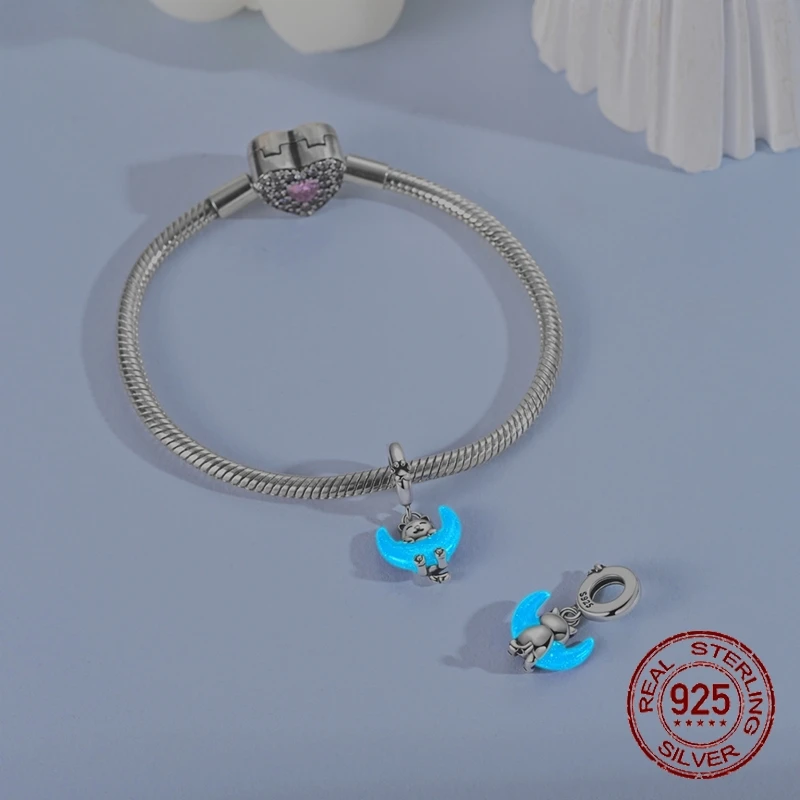 حار بيع مضيئة ستار سحر 925 فضة الشمس القمر الساعة الرملية استرخى قلادة صالح الإسورة سوار قلادة DIY مجوهرات #3