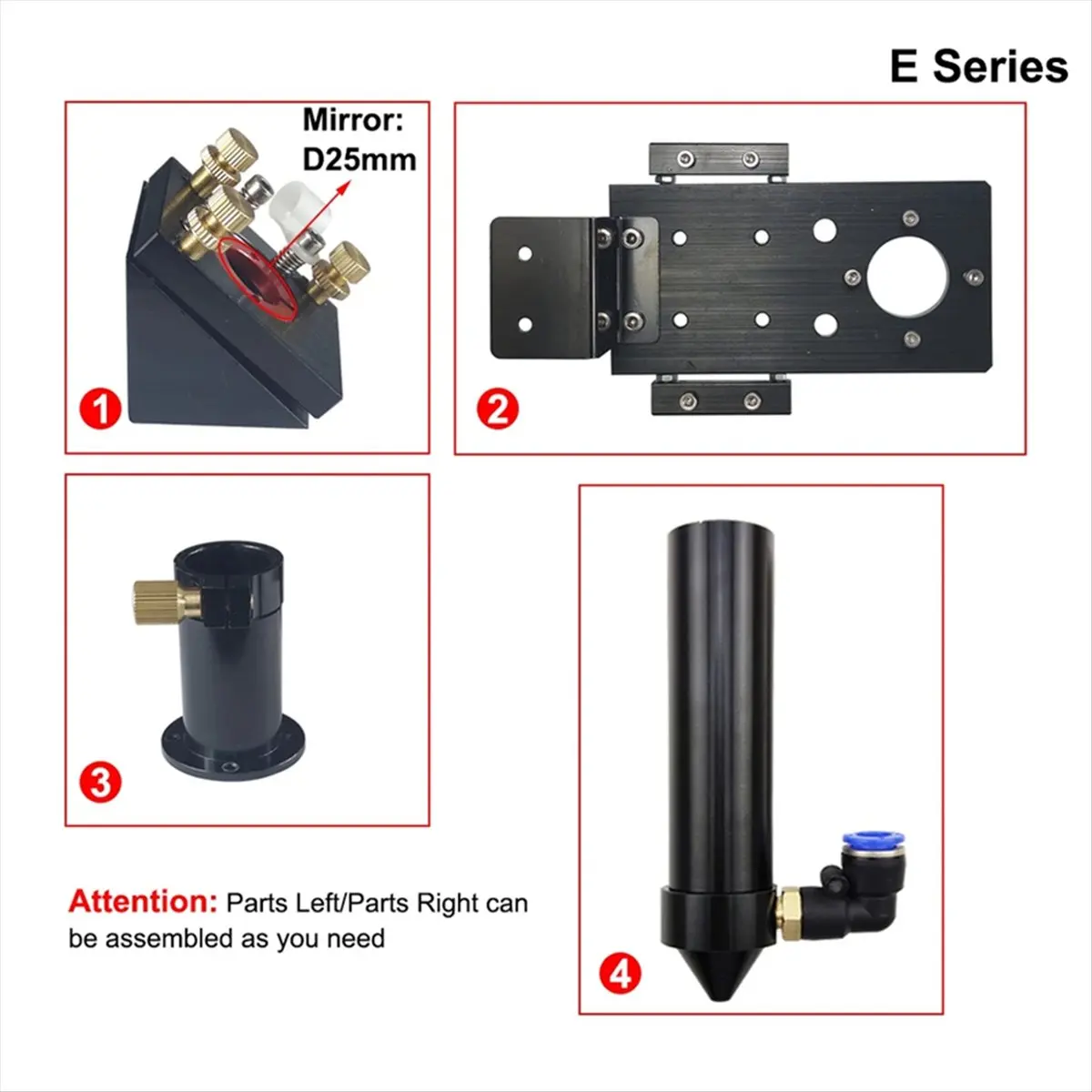 Tête laser CO2 A75K série E pour lentille de diamètre 20 mm, FL: 50,8 & 63,5 mm, miroir 25 mm, adapté aux machines de gravure et de découpe laser