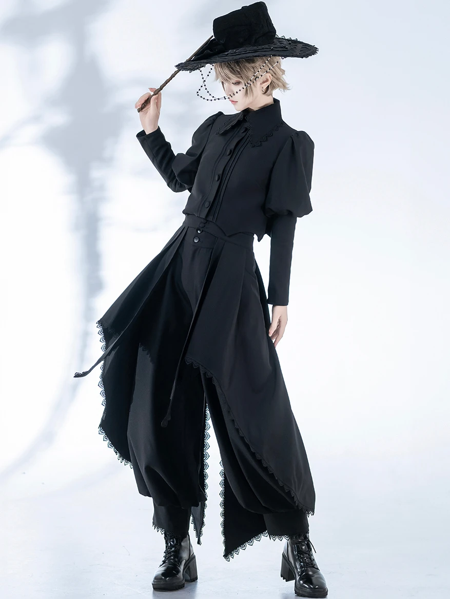 Zamówienie w przedsprzedaży Ouji Lolita, prawo czarodzieja, Vintage ciemne kurtkę i spodnie Goth Lolita autorstwa kronik księżniczki