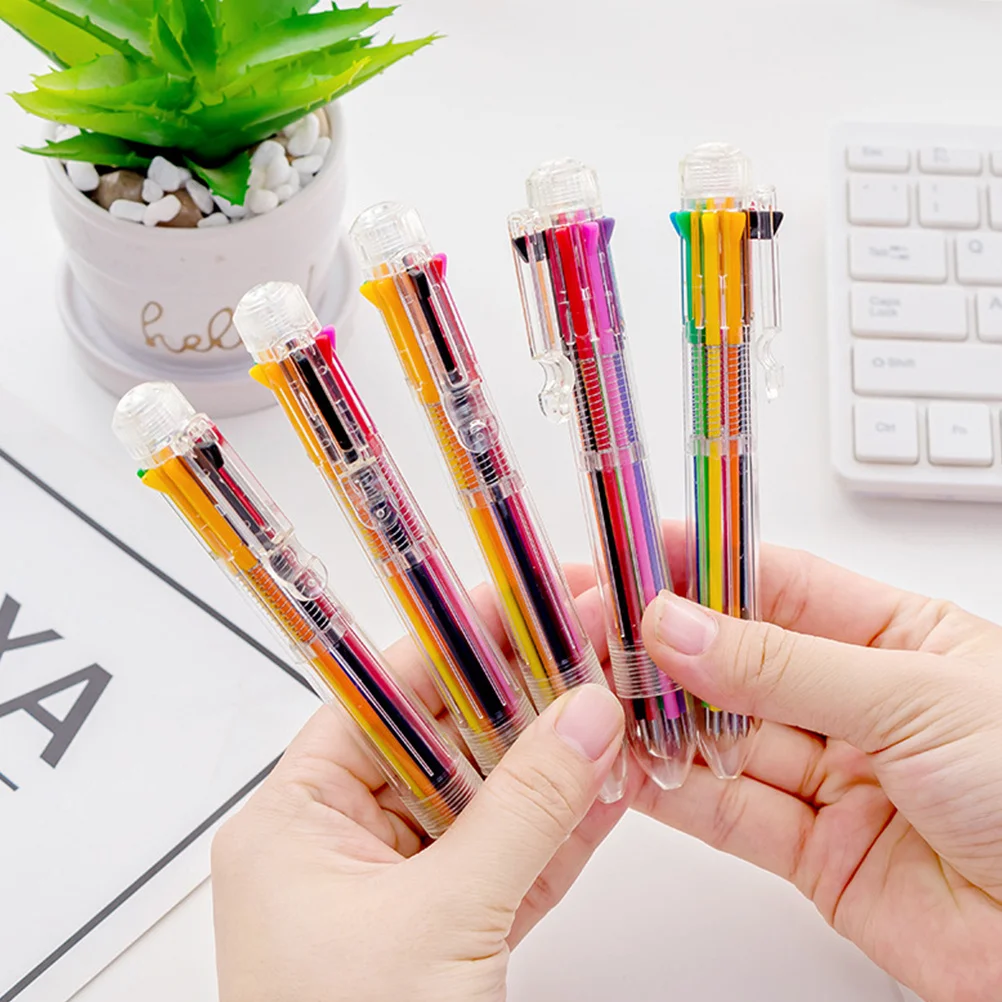 

10 Pcs Ballpoint Pen 8-color Pens Round Beads Student Stationery Supplies Writing Signing Retractable