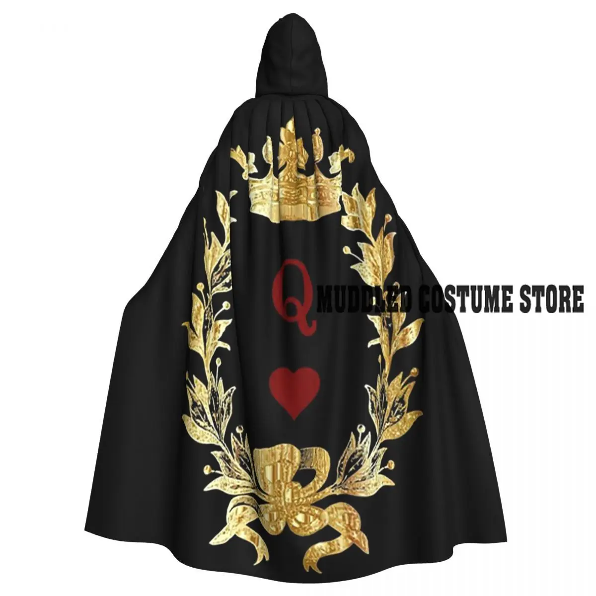 

Queen Of Hearts Long Hooded Cloak Witch Medieval Costume Cosplay Cape HalloweenParty Adult Unisex