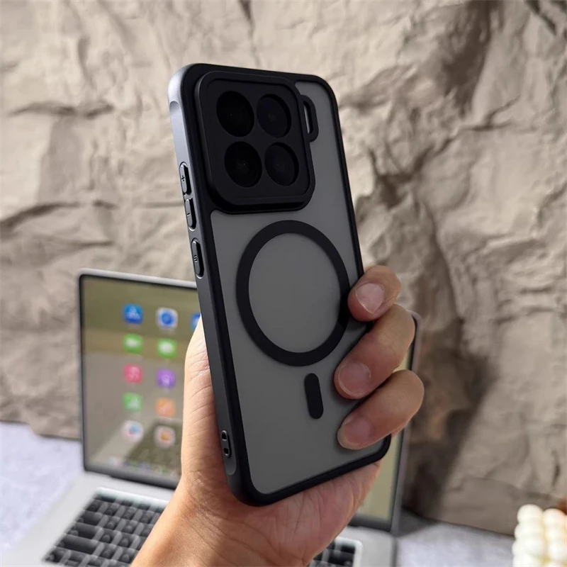 حافظة مغناطيسية MagSafe شفافة غير لامعة لهاتف Xiaomi 15 14 T Pro 5G 17 Pro Max من الأكريليك الصلب غطاء خلفي مضاد للصدمات #4