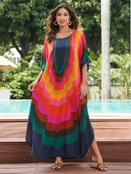 LORYLEI Colorful Women Kaftan Long Dress For Women 2024 Summer Causal Round Neck Batwing Sleeve Outfit Moo Moo Dresses Q1632