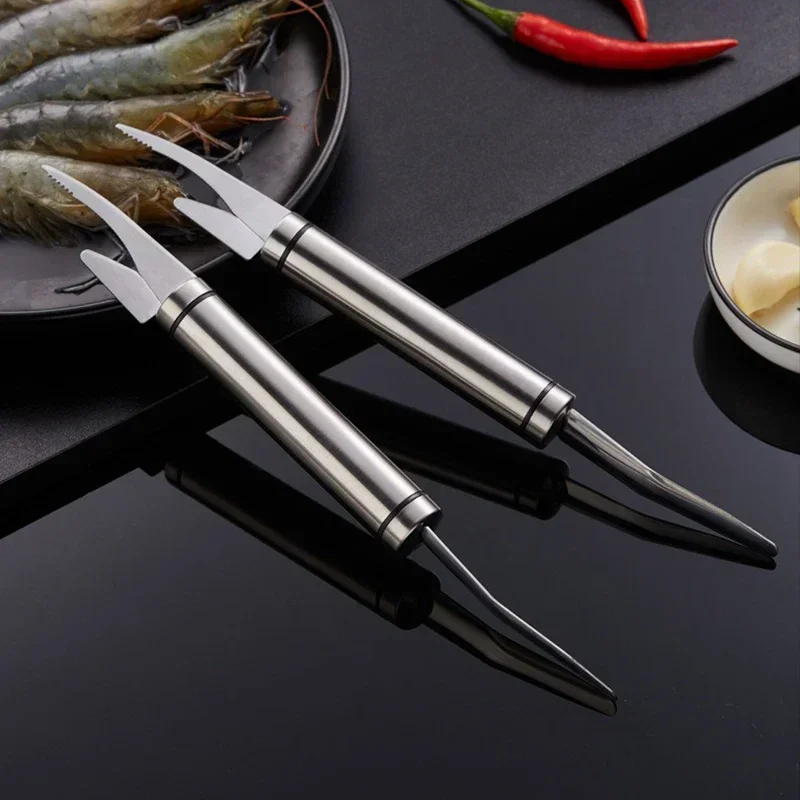 1/2Pcs Double-ended Shrimp Wire Knife 304 Stainless Steel Shrimp Intestine Fish Belly Dissection Eliminator Knife Seafood Tools