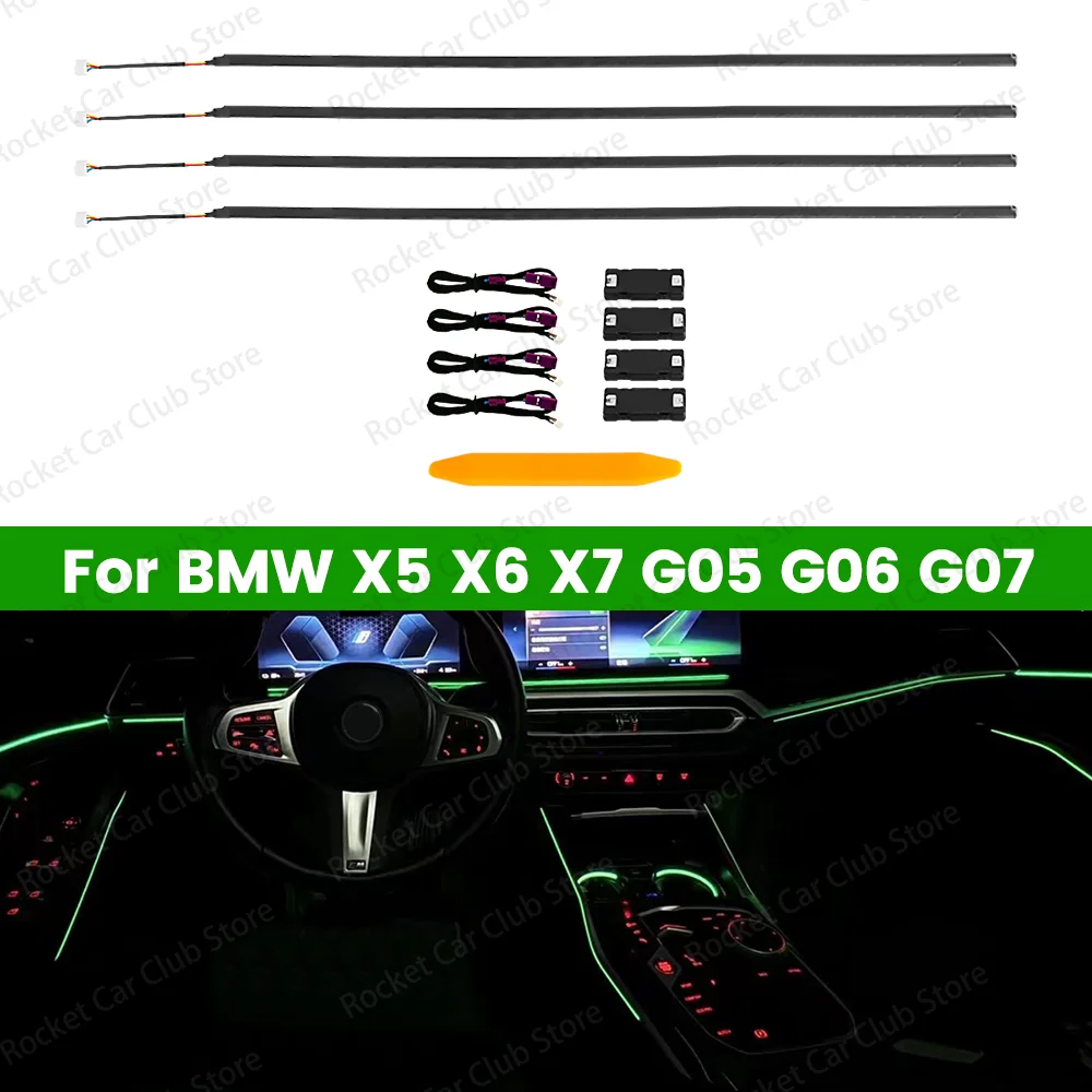 

For BMW X5 X6 X7 G05 G06 G07 Lnterior Modification Light Strip Lamp Refit LED 11 color Four Door Soft Light Strip Ambient Light
