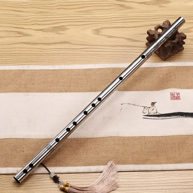 Stainless Steel Dizi E Key Adult Practice Transverse Flute Portable Traditional Performance Flute Chinese Musical Instruments