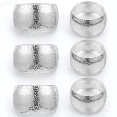 

6pcs Silver Rings Stainless Steel Napkin Holder For Dining Table Wedding Party Banquet Cloth Paper Napkin Bands