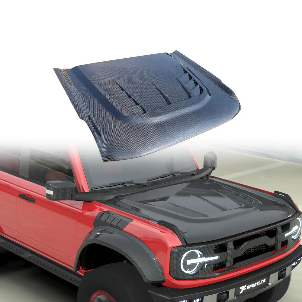 

Carbon Fiber Car Engine Hood Cover Bonnet With Vents for Ford Bronco 2021 2023