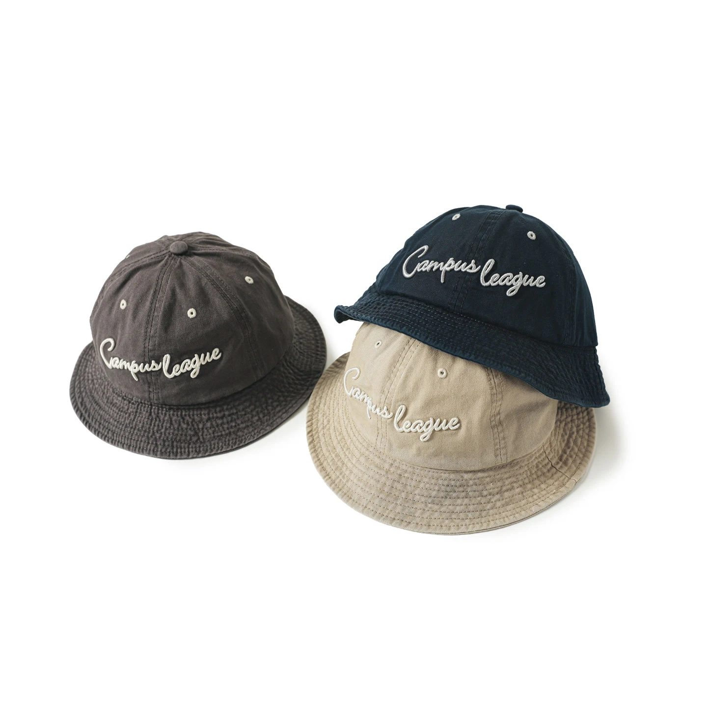 Japanese Retro Washed Embroidered Fisherman Hat Summer Sun Hat Japanese Basin Hat 56cm