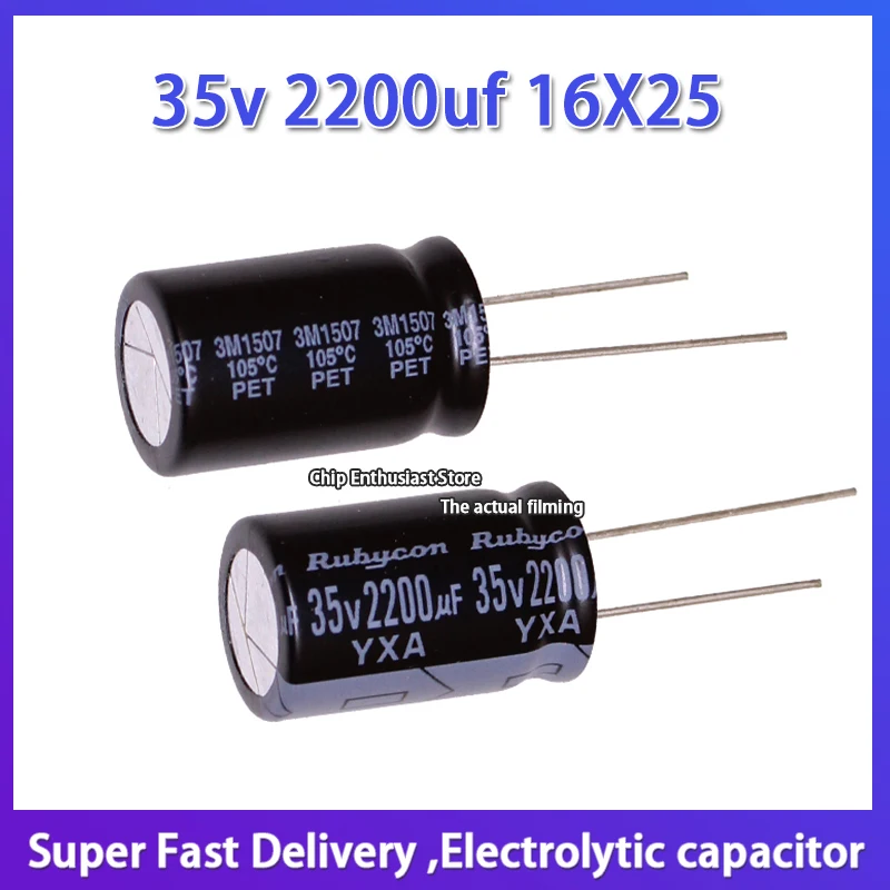 

5PCS Rubycon imported aluminum electrolytic capacitor 35v 2200uf 16X25 Japanese ruby yxa standard