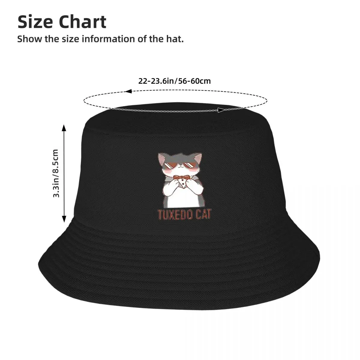 Tuxedo Cat Casper Bucket Hats Panama For Kids Bob Hats Cool Fisherman Hats Summer Beach Fishing Unisex Caps