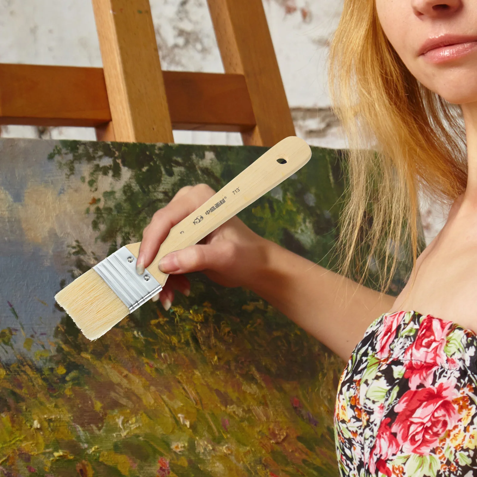 

2Pcs Oil Painting Brushes Wooden Handle Short Handle Paint Brush Set for Artist Drawing Acrylic Watercolor Supplies