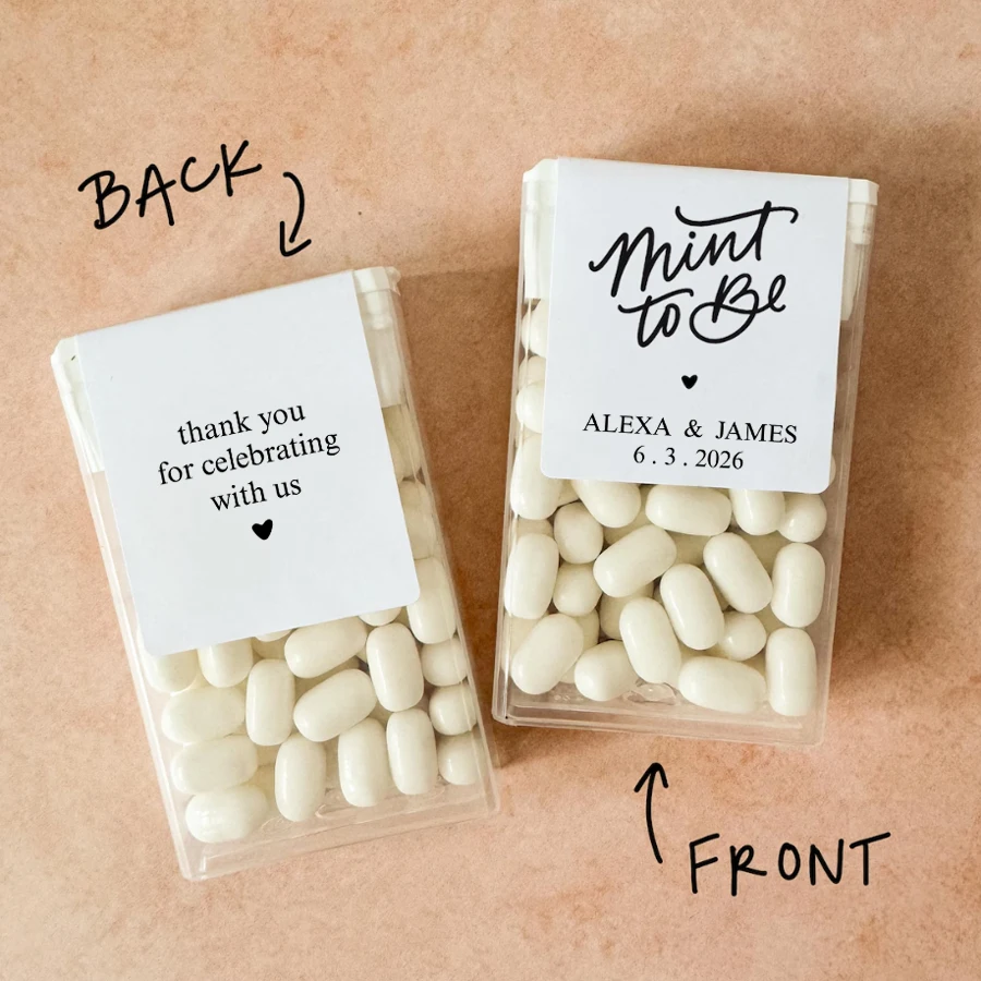 

42/98PCS Personalized Wedding Sticker Label, Candy Stickers, Custom Mint Stickers, LABELS ONLY DOES NOT CONTAIN MINTS