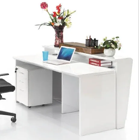 # Modern High End White Beauty Salon Bank Hospital Gym Mall 2020 The Hot Sale Glossy Baking Paint Reception Desk