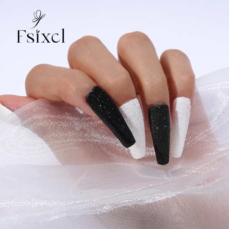 

FSIXCL 6 Colors White Black Woolen Nail Powder Glitter for Nail Art Accessories Manicure Pigment Dust Material Decorations