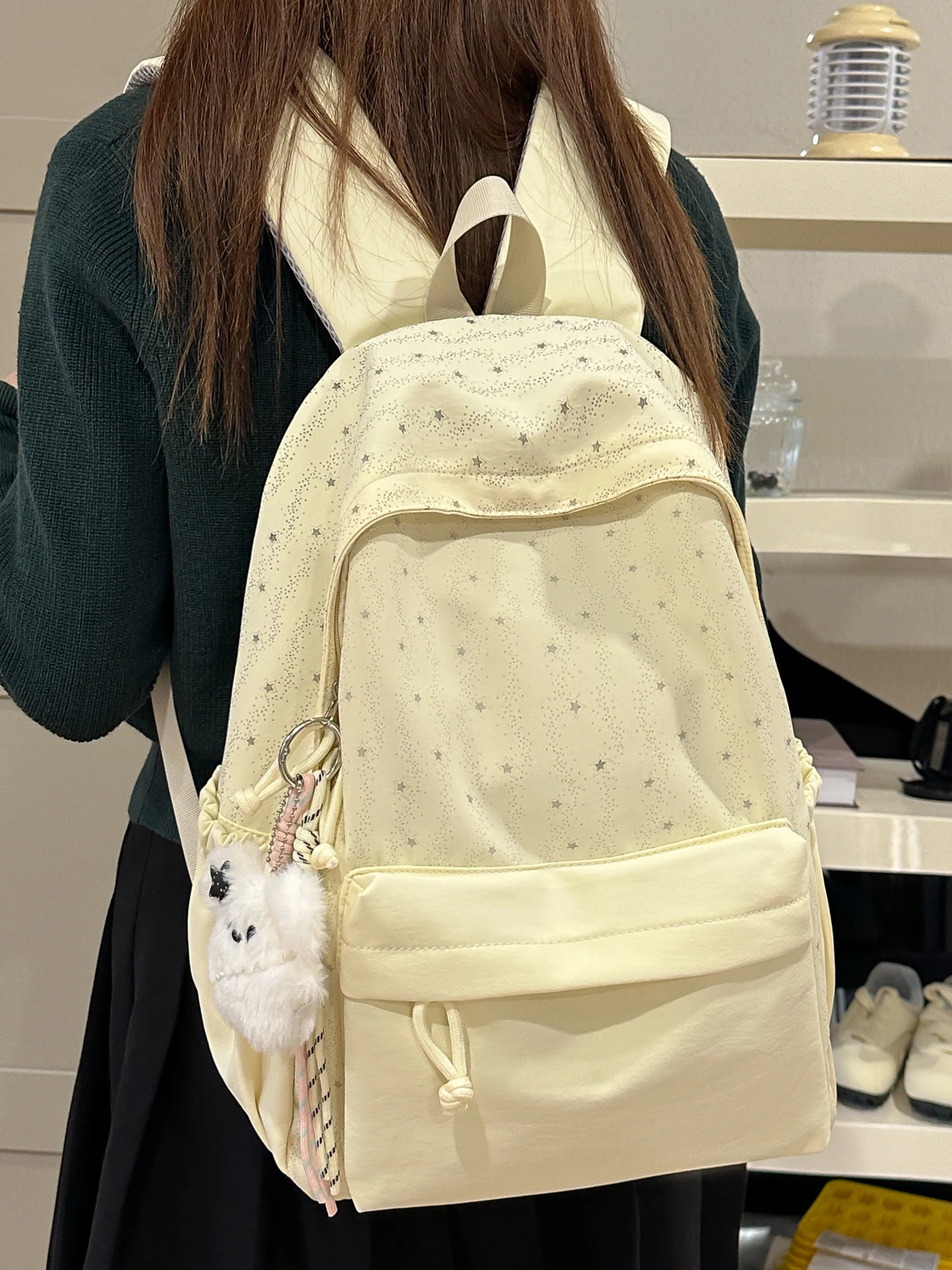 

Retro Star Lightweight Waterproof Backpack Casual Travel Bag for Middle School Girls And College Students Simple Dual-Shoulde...