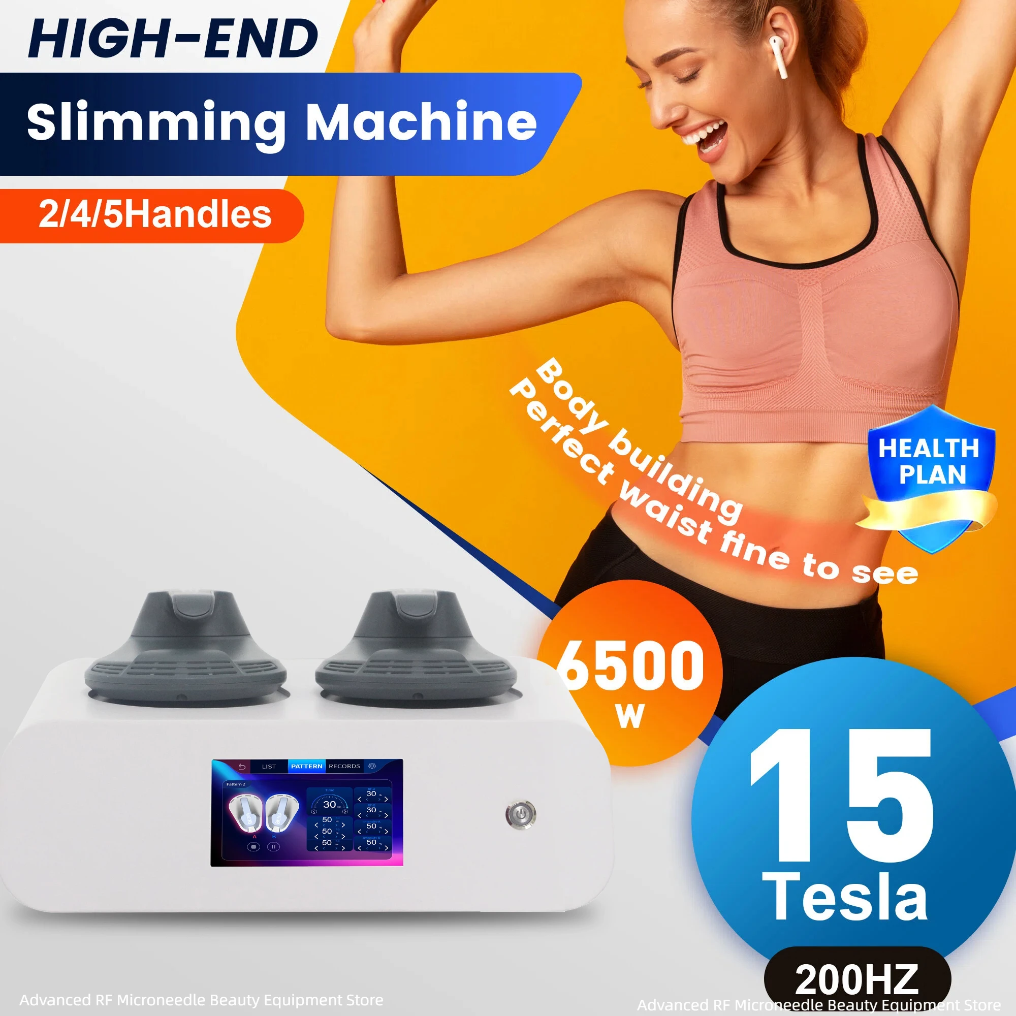 

15 Tesla 6500W Professional Myoslim Muscle Stimulator RF Body Sculpting Portable Machine Weight Loss Electromagnetic Therapy