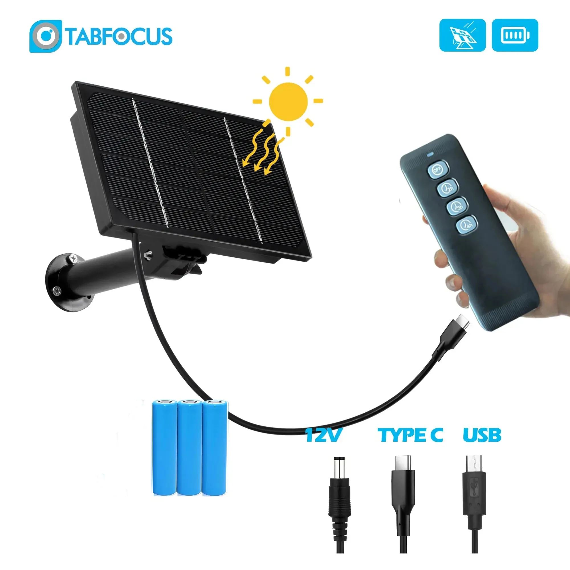 painel solar impermeavel com bateria embutida ao ar livre controle remoto usb tpyec alimentado camera carregada 4g router 4w 18650 5v 12v 01