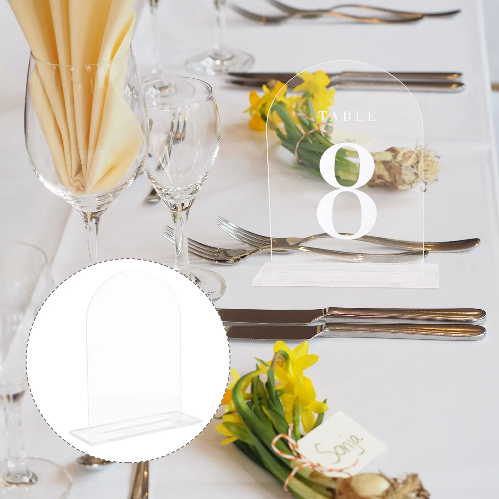 

6Pcs Clear Acrylic Table Number Signs Elegant Wedding Table Blank Signs Decoration for Reception Parties Acrylic Sign Blank