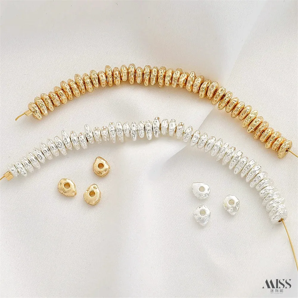 14K Gold Bag Color Retention 18K Real Gold Special-shaped Gravel Baroque Beads Diy Bracelet Necklace String Jewelry Accessories