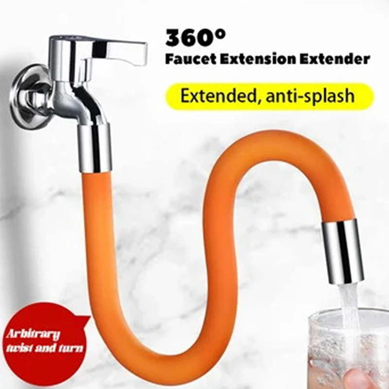 20cm Faucet Extender Universal 360° Swivel Silicone Hose Faucet Pipe Soft Bendable Shape Splash-proof Suitable For Bathroom Home