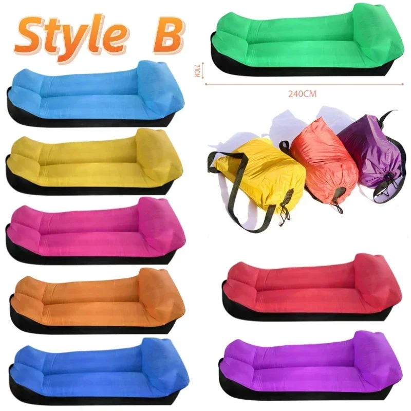 Inflatable Sofa Mattress Folding Camping Air Bed Single Size Outdoor Sleeping Pad for Trips Pillow Portable beach cushion goods