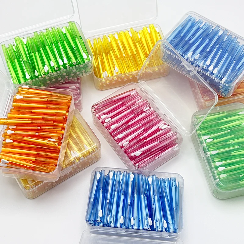 New 60pcs push-pull interdental brush portable interdental brushing gap brush recommended by dentist Dental Teeth Brush Oral