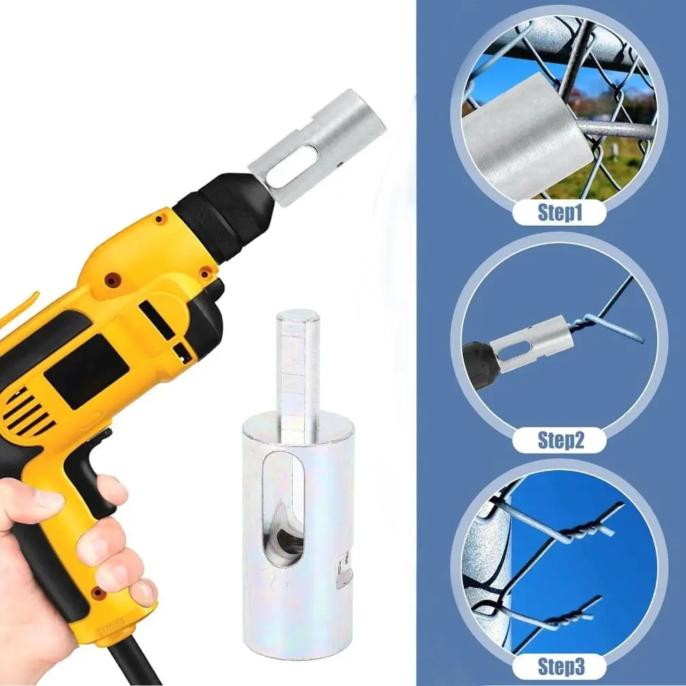 11 Gauge Twist Ties Drill Chuck Tool Metal Heavy Duty Fence Wire Twisting Tool 3/8-Inch Clamp Carbon steel EZ Twist Ties Tool