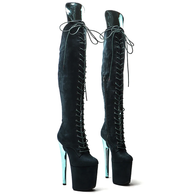 

Leecabe 20CM/8inch DK.blue with blue Fashion trend Pole dancing High Heel platform Boots