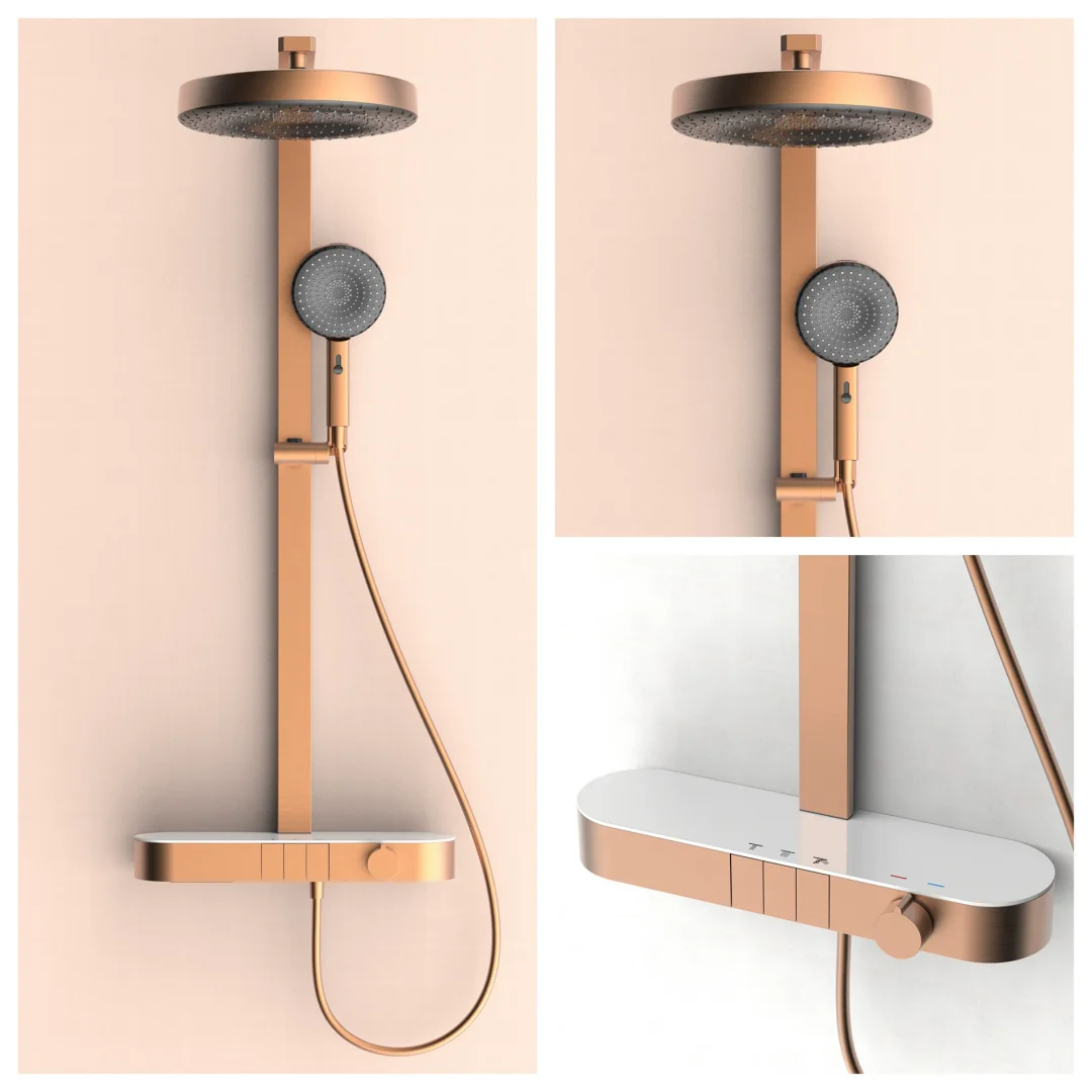 

Digital Display Thermostatic Bathroom Shower Faucet Brass Bathroom Rainfall Shower Faucet Brushed Gold Bath and Shower Faucet