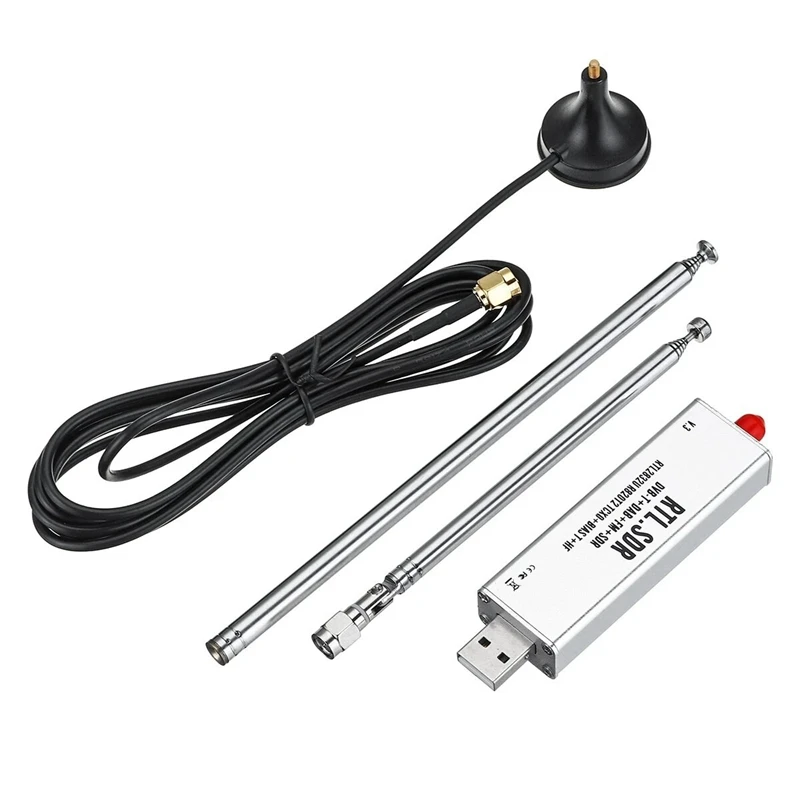 RTL-SDR RTL2832U Tuner + Telescopic Antenna Tuner + Antenna Base Accessories Kits