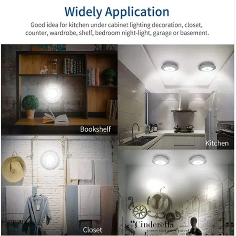 Lumière LED à intensité variable sous armoire avec télécommande, à piles, veilleuse de garde-robe