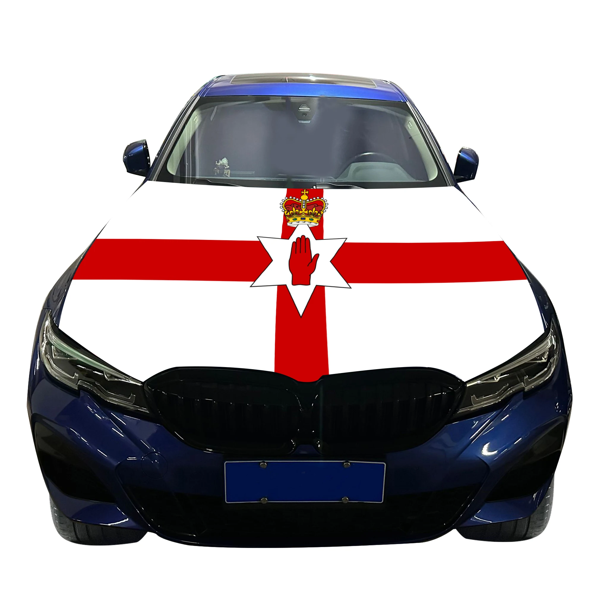 

Ulster Banner Car Hood Cover Flag Universal Size Elastic Polyester 120x150cm for Car Decor