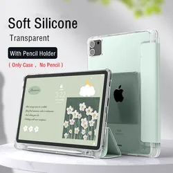 Case for iPad 10.2 Pro 11 13 2024 M2 M4 9.7 Mini 6 10.5 Air 3 Clear Pencil Holder Cover iPad 10th 9th 8th 7th 6th 5th Gen Fundas