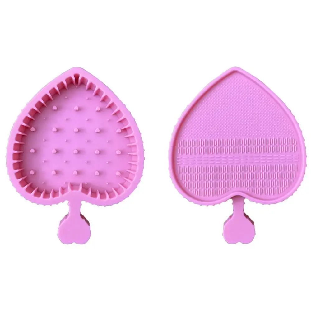 Powder Puff Cleaning Makeup Brush Cleaner Silicone Brush Cleaning Tool Cosmetic Brush Cleaning Mat Love Shaped Soft Washing Pad