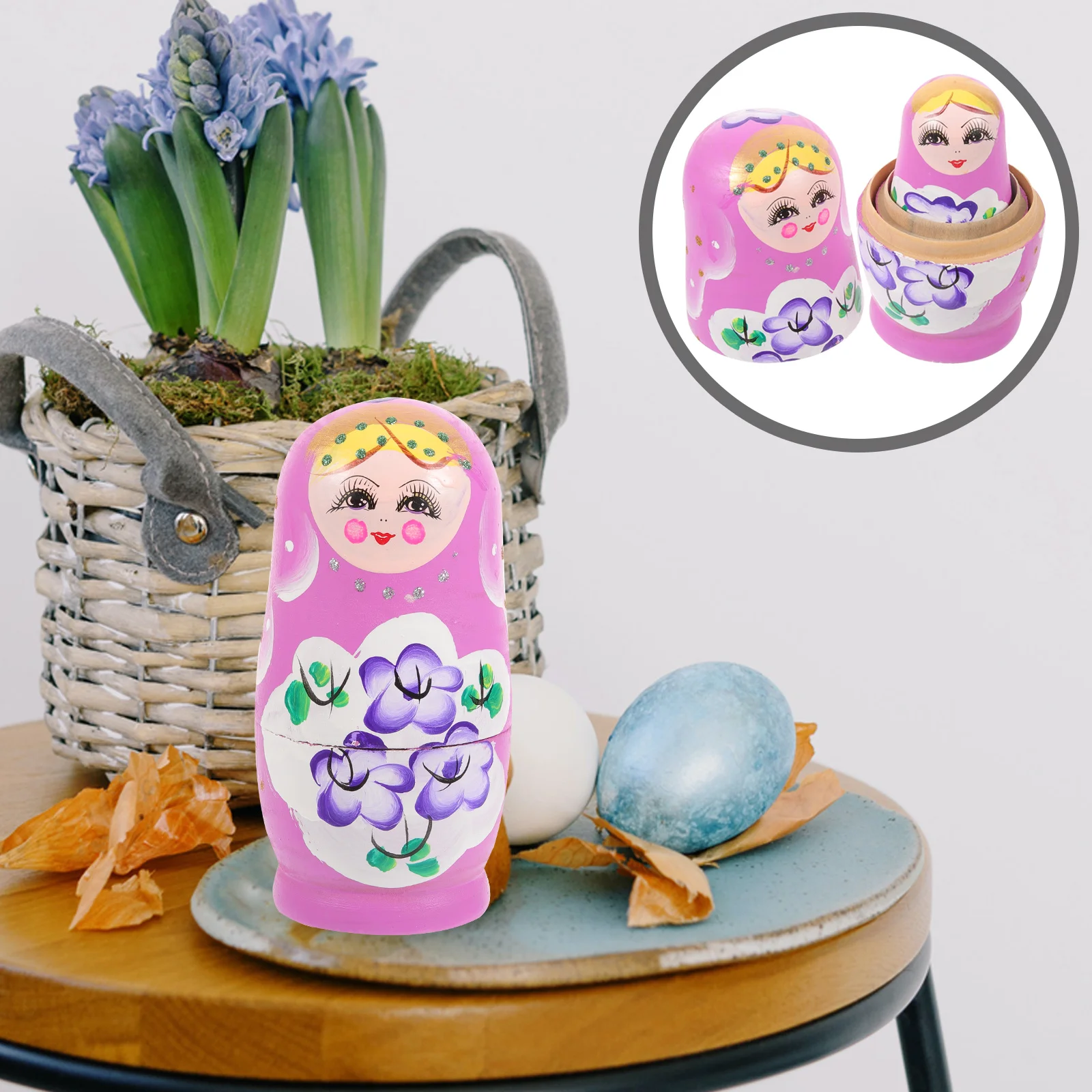 Poupées en bois violet pour enfants, jouets Matpoposhka, cadeau de Press d'Halloween, 7 couches