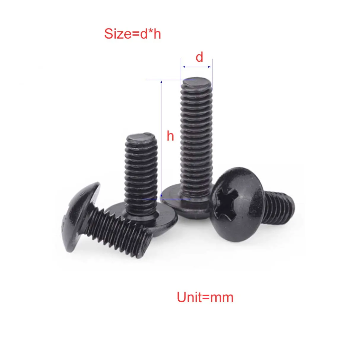 

Black Flat Head Screw/Cross Mushroom Head Bolt M3M4M5M6M8