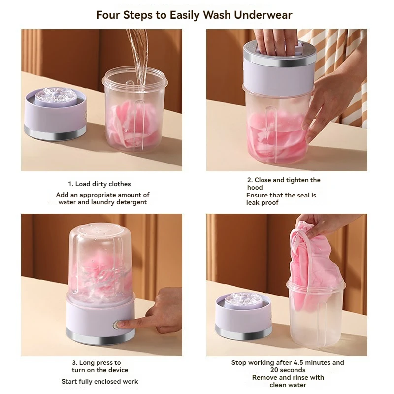 新しいワイヤレス充電下着と靴下洗濯機、ポータブル洗濯カップ、家族旅行用ミニ洗濯機