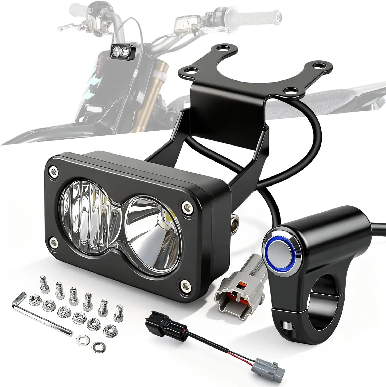 

Комплект фар 3 дюйма, белый, 6000-6500K, точечный и рассеянный свет, передняя фара для мотоцикла