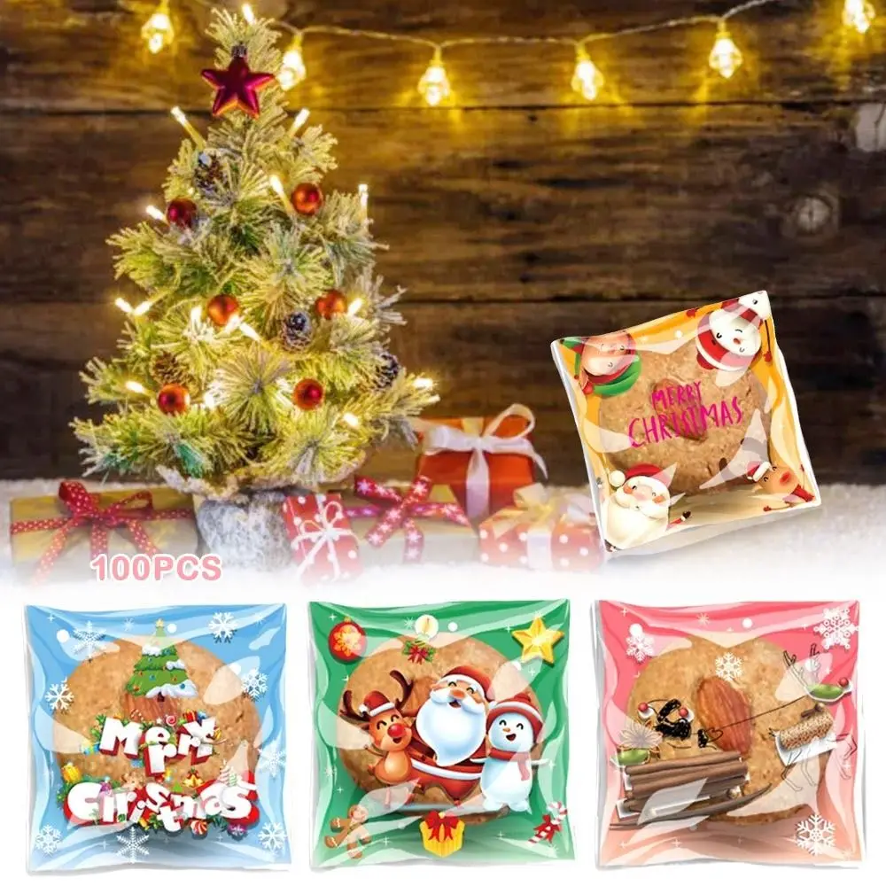 Mixed Pattern Self Adhesive Bag OPP Transparent Cellophane Cookie Candy Gift Packaging Self-sealing 10*10cm+3cm Baking Wrap Bag