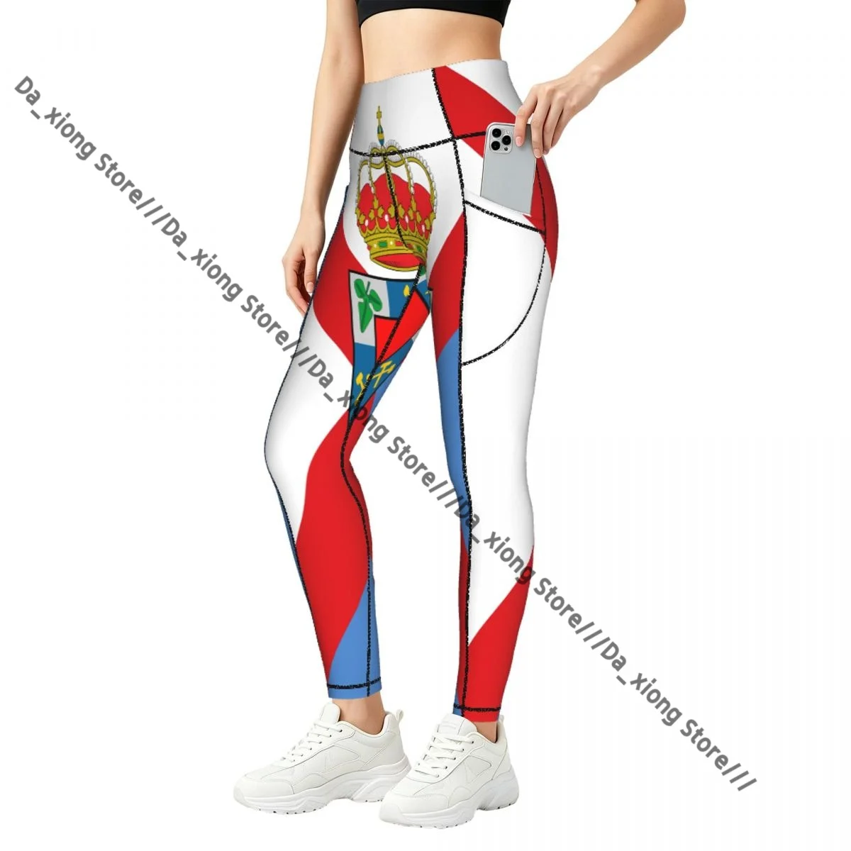 

Ladies High Waist Yoga Leggings With Side Pockets El Bierzo Flag Sports Running Pants