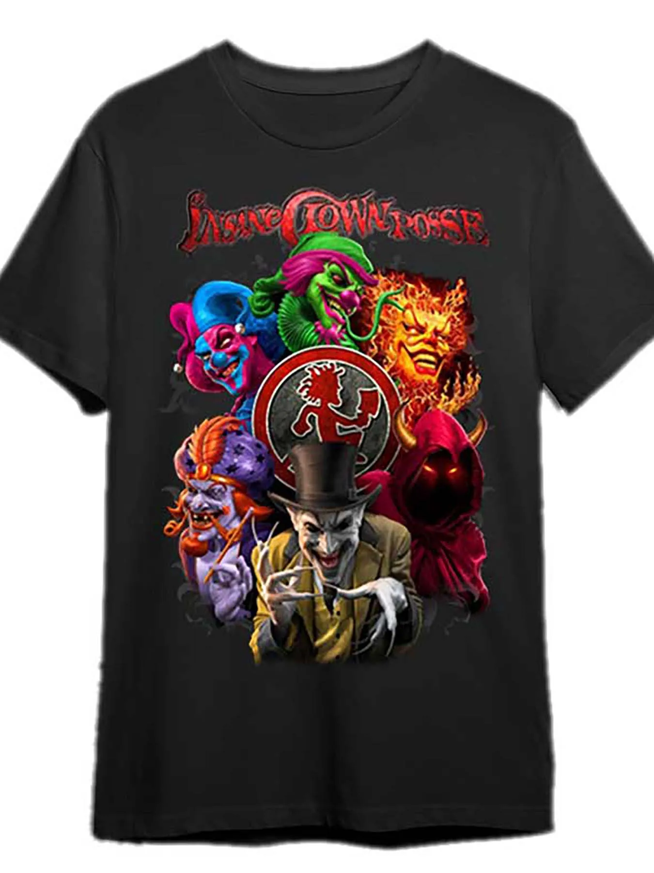 تي شيرت Crazy Scarecrow Retro ICP Graphic للرجال - تصميم صندوق ألغاز بأكمام قصيرة ممتع باللون الأسود