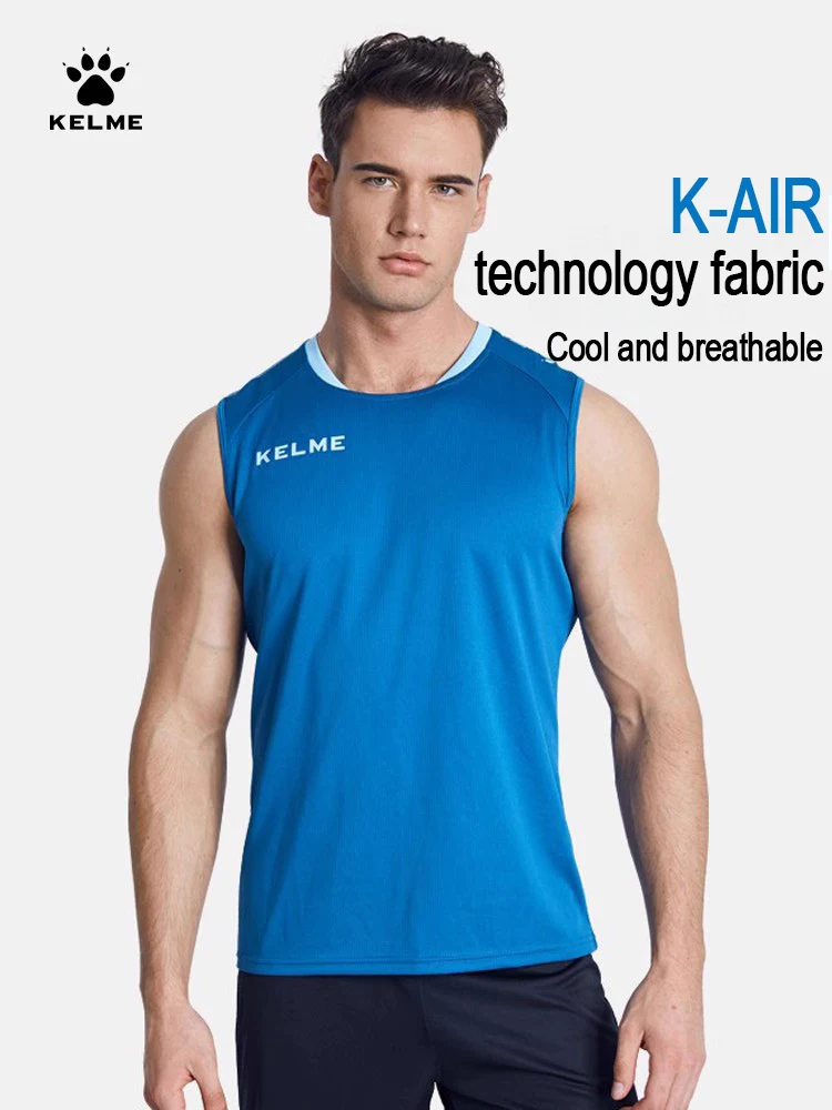 KELME Men soccer Vest Training T-shirt Sleeveless Summer Sports Tights Running Vest Football Jerseys Fitness quick-dry 3891061