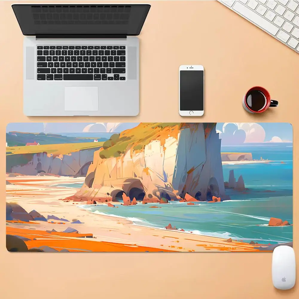 

The Cliff By The Sea Mouse Pad Desk Mouse Pad Nice HD Desk Pad Extended Gaming Keyboard Mats Large XXL Gamer Mousepad 90x40
