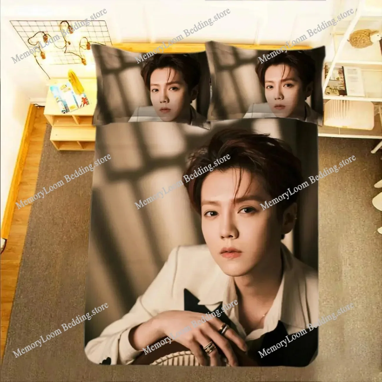 

Singer Lu Han Chic Bedding Set Duvet Cover 3D Fashion Bedding Design King Queen Duvet Cover Double Bed Soft Cozy Set HomeTextile