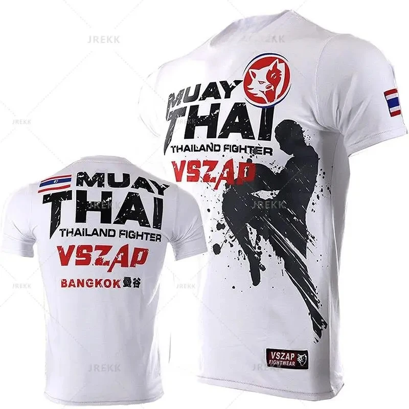 2024 Vszap Taekwondo Fitness Fighting Sanda Training Short Sleeve T-shirt MMA Sport Fighting Martial Arts Wind Thai Boxing