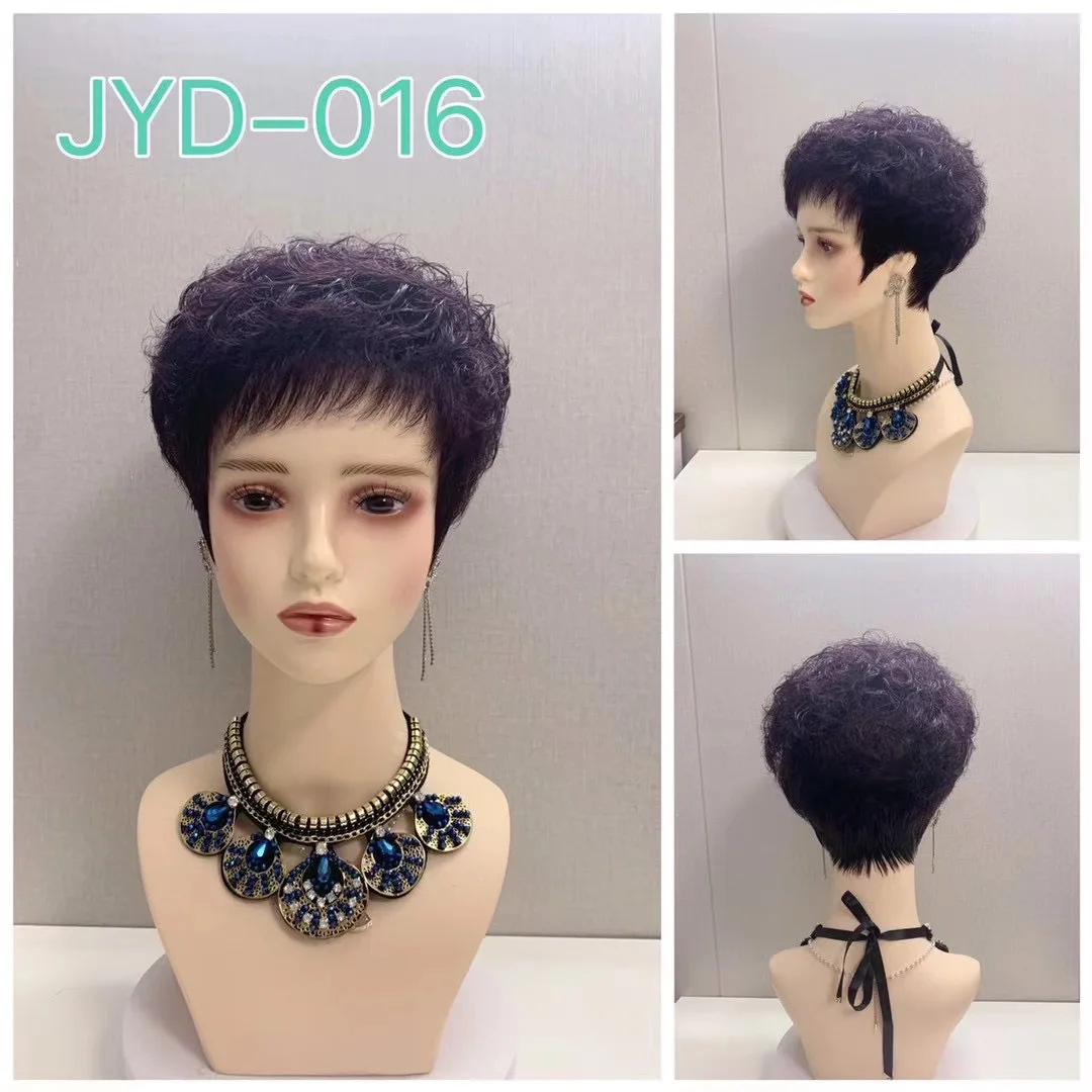 Glueless Short Hair Wig Brown Wave Curly Wig Full Lace Human Hair Wig for Women Hand Tied  Pixie Cut Silk Top Breathable Wig