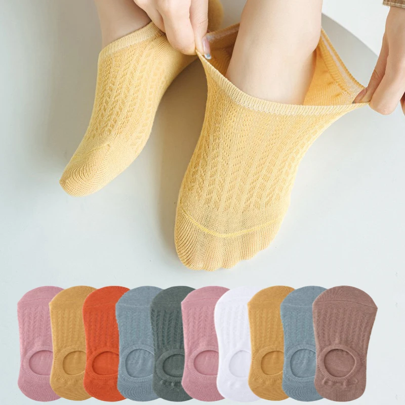 

10Pairs Women Ultra-Comfortable No-Show Socks Breathable Lightweight Soft High Quality Boat Sock Solid color Kawaii female sox